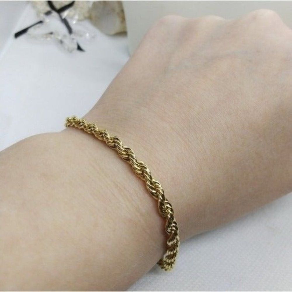 Plus size 14kt Italy stamped gold Bonded bracelet unisex 10.5 in (NOT SOLID GOLD